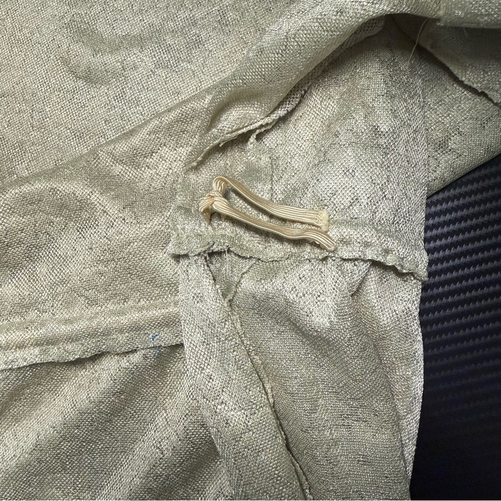 💚 Vintage Sage Green Sheer Jacquard Belted Midi Dress Scalloped Neck - Picture 14 of 14